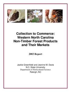 Collection to Commerce: Western North Carolina Non-Timber Forest Products and Their Markets 2003 Report