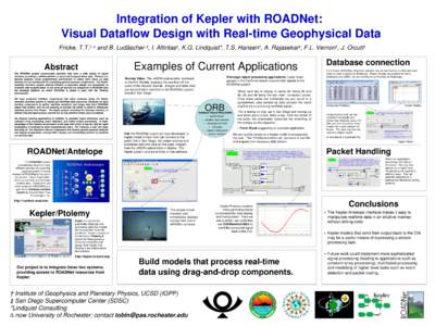 Integration of Kepler with ROADNet: Visual Dataflow Design with Real-time Geophysical Data Fricke, T.T. † ,∆
