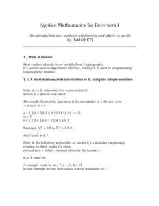 Microsoft Word - Applied Mathematics for Reversers I.doc