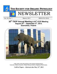 THE SOCIETY FOR ORGANIC PETROLOGY  NEWSLETTER Vol. 30, No. 1  March, 2013
