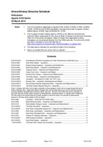 Airworthiness Directive Schedule Helicopters Agusta A109 Series 26 March 2015 Notes