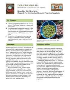 STATE OF THE WORLD 2011 Innovations that Nourish the Planet State of the World Brief Series Chapter 3. The Nutritional and Economic Potential of Vegetables  Key Messages