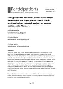 .  Volume 9, Issue 2 November[removed]Triangulation in historical audience research:
