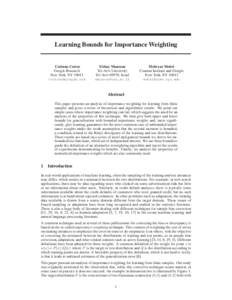 Learning Bounds for Importance Weighting  Corinna Cortes Google Research New York, NY 10011