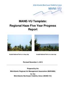 MANE-VU Template: Regional Haze Five Year Progress Report Acadia National Park on a hazy day