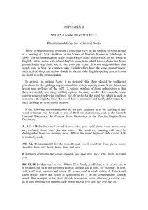 APPENDIX II SCOTS LANGUAGE SOCIETY Recommendations for writers in Scots