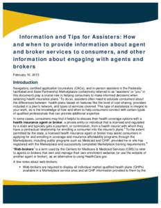 Agents and Brokers Guidance for Assisters