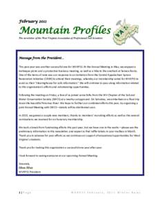 FebruaryMountain Profiles The newsletter of the West Virginia Association of Professional Soil Scientists  Message from the President…