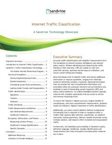 Internet Traffic Classification A Sandvine Technology Showcase Contents  Executive Summary