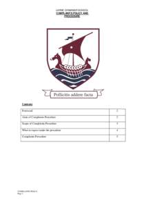 LARNE GRAMMAR SCHOOL COMPLAINTS POLICY AND PROCEDURE Contents Foreword