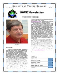 SOCIET Y FOR VECTOR ECOLOGY June 2016 Volume 48, number 2  SOVE Newsletter