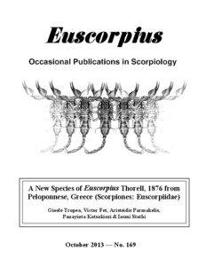 A new species of Euscorpius Thorell, 1876 from Peloponnese, Greece (Scorpiones: Euscorpiidae)