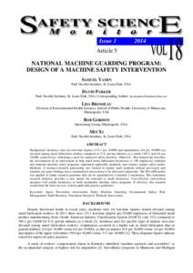 IssueArticle 5 NATIONAL MACHINE GUARDING PROGRAM: