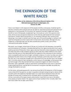 Expansion of The White Races - Speech by Theodore Roosevelt - 18 January 1909