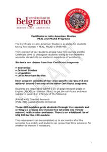Certificate in Latin American Studies 2017 English Spanish