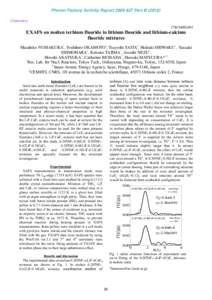 Photon Factory Activity Report 2009 #27 Part BChemistry 27B/2009G093  EXAFS on molten terbium fluoride in lithium fluoride and lithium-calcium