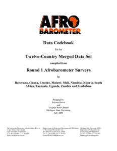 Data Codebook for the Twelve-Country Merged Data Set compiled from
