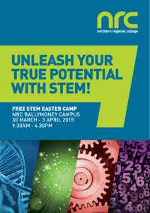 Unleash your true potential with STEM! FREE STEM EASTER CAMP NRC BALLYMONEY CAMPUS 30 March - 3 April 2015