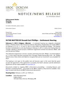 Enforcement Notice Hearing[removed]For further information, please contact: Enforcement Contact: Warren Funt