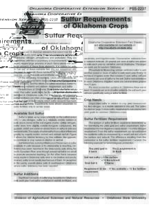 Oklahoma Cooperative Extension Service  PSS-2237 Sulfur Requirements of Oklahoma Crops