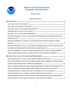 Annual Catch Limit Monitoring Frequently Asked Questions March 2016 TABLE OF CONTENTS  BACKGROUND ...................................................................................................................... 2