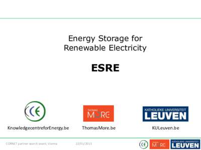 Energy Storage for Renewable Electricity ESRE  KnowledgecentreforEnergy.be