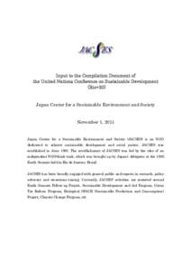 Input to the Compilation Document of the United Nations Conference on Sustainable Development (Rio+20) Japan Center for a Sustainable Environment and Society