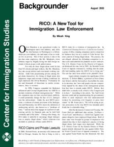 Backgrounder  August 2003 RICO: A New Tool for Immigration Law Enforcement