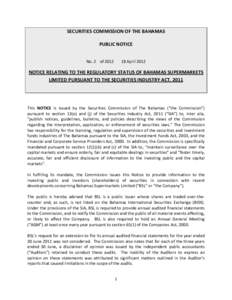 Microsoft Word - Public Notice No  2 Bahamas Supermarkets Ltd  2012