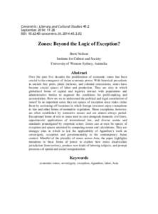 Concentric: Literary and Cultural Studies 40.2 September 2014: 11-28 DOI: [removed]concentric.lit[removed]Zones: Beyond the Logic of Exception? Brett Neilson