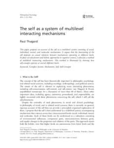 Philosophical Psychology 2012, 1–19, iFirst The self as a system of multilevel interacting mechanisms