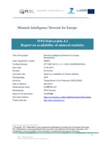 Minerals4EU FP7-NMPMinerals Intelligence Network for Europe WP4 Deliverable 4.3 Report on availability of mineral statistics