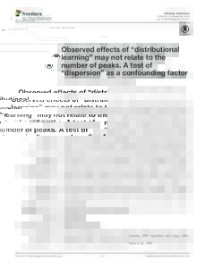 ORIGINAL RESEARCH published: 15 September 2015 doi: fpsygObserved effects of “distributional learning” may not relate to the