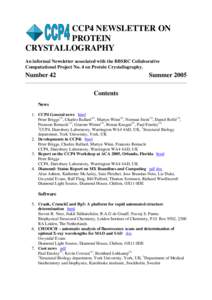 CCP4 NEWSLETTER ON PROTEIN CRYSTALLOGRAPHY An informal Newsletter associated with the BBSRC Collaborative Computational Project No. 4 on Protein Crystallography.