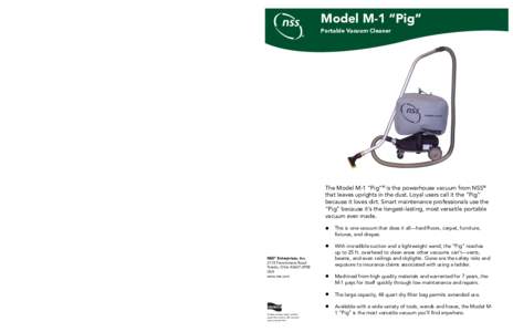 Model M-1 Specifications  Model M-1 “Pig” Cleaning Path Carpet