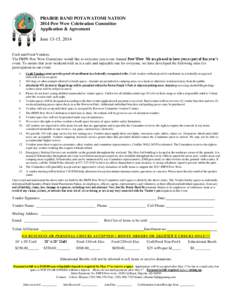 PRAIRIE BAND POTAWATOMI NATION 2014 Pow Wow Celebration Committee Application & Agreement June 13-15, 2014  Craft and Food Vendors: