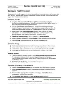 Microsoft Word - Computersmith-Computer Health Checklist.doc