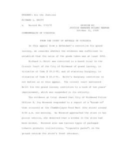 PRESENT: All the Justices RICHARD L. BRITT v. Record No[removed]