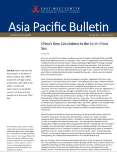 China’s New Calculations in the South China Sea