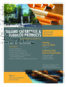 SELLING CIGARETTES & TOBACCO PRODUCTS Get Informed, Be Prepared