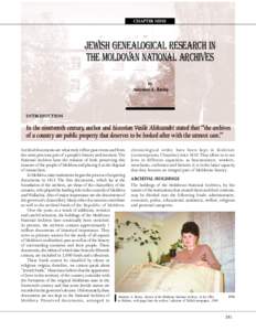 CHAPTER NINE  JEWISH GENEALOGICAL RESEARCH IN THE MOLDOVAN NATIONAL ARCHIVES by Antonina A. Berzoy