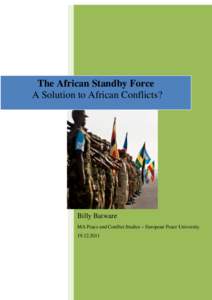 The African Standby Forces -                     A Solution to African Conflicts?