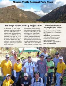 Mission Trails Regional Park News  Volume 22, Number 1 --A Publication of the Mission Trails Regional Park Foundation-- Winter 2011