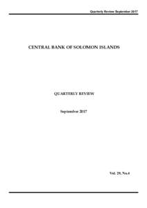 Quarterly Review SeptemberCENTRAL BANK OF SOLOMON ISLANDS QUARTERLY REVIEW