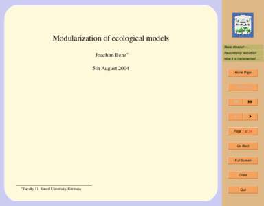 Modularization of ecological models Basic ideas of . . . ∗  Joachim Benz