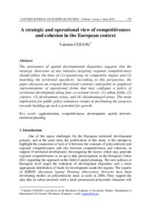 EASTERN JOURNAL OF EUROPEAN STUDIES Volume 1, Issue 1, JuneA strategic and operational view of competitiveness and cohesion in the European context