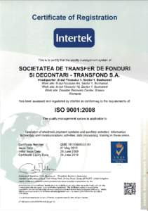 Certificate of Reg istration Intertek   This is to certify that the quality management system of