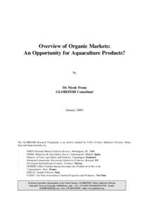 Overview of Organic Markets: An Opportunity for Aquaculture Products? by  Ms Nicole Franz