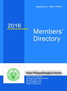 Indian Phytopathological Society, New Delhi  Life Members 1. Abdul, Samad (MEZ) Chief Scientist & Head