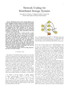 1  Network Coding for Distributed Storage Systems Alexandros G. Dimakis, P. Brighten Godfrey, Yunnan Wu, Martin Wainwright and Kannan Ramchandran